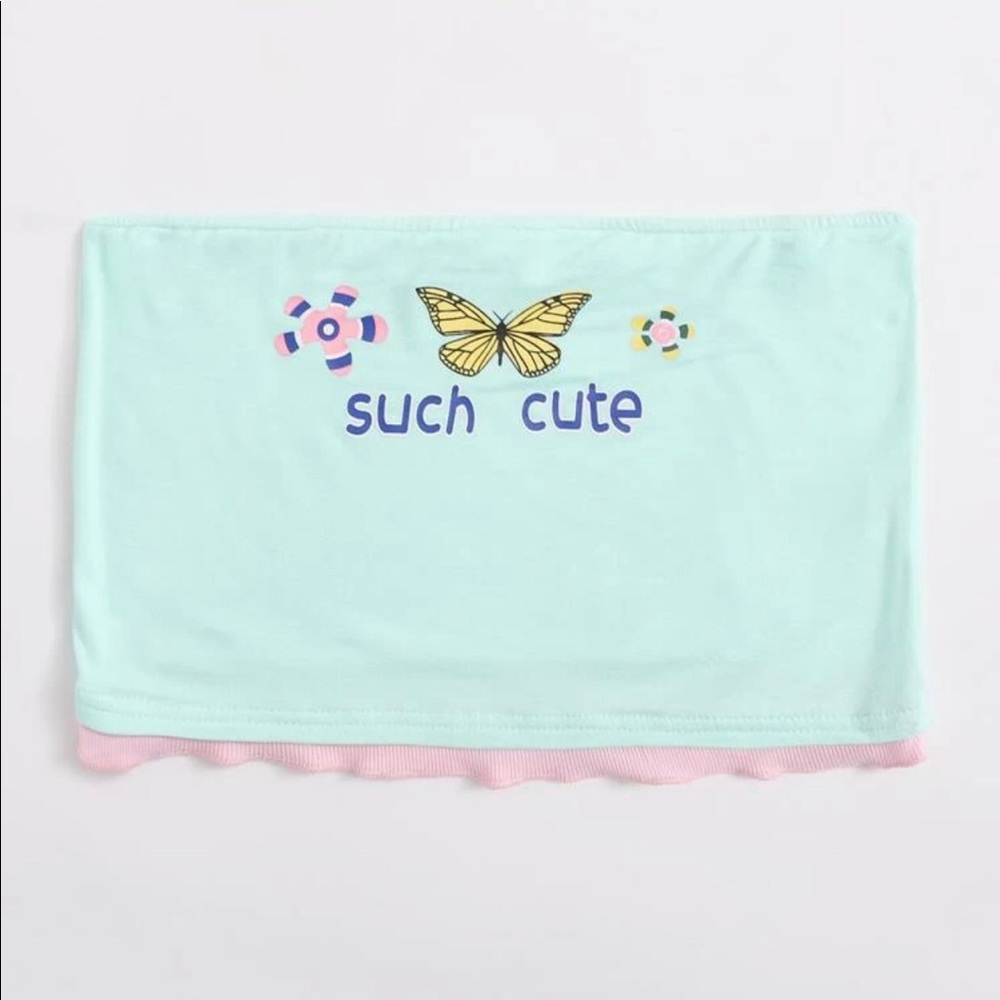 Butterfly Graphic Crop Tube Top